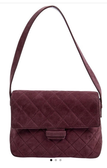 Chanel Suede Leather Bag Burgundy