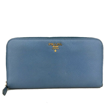 Prada Logo Vitello Leather Zip Around