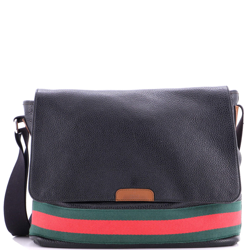 Signature Web Messenger Bag Leather