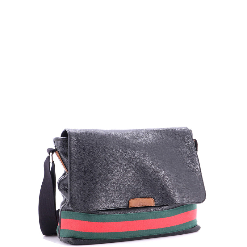Signature Web Messenger Bag Leather
