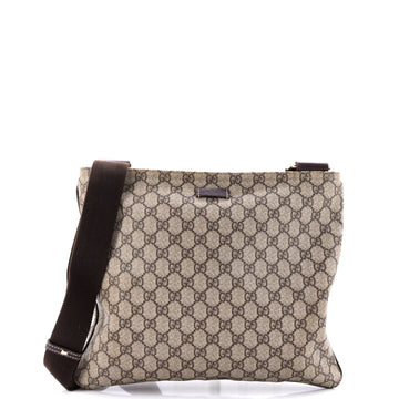 Zip Top Messenger Bag Gg Coated Canvas