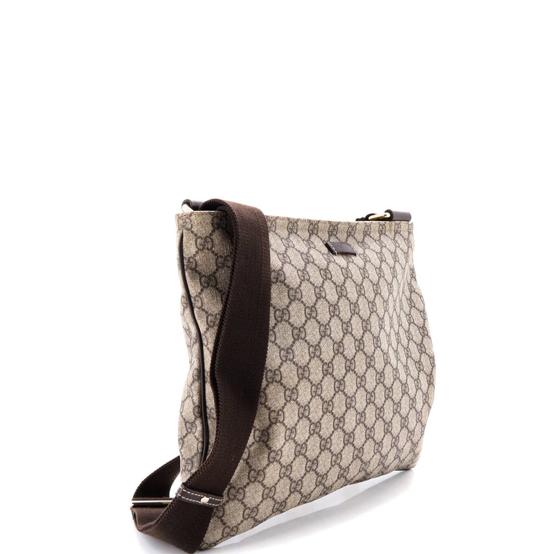 Zip Top Messenger Bag Gg Coated Canvas