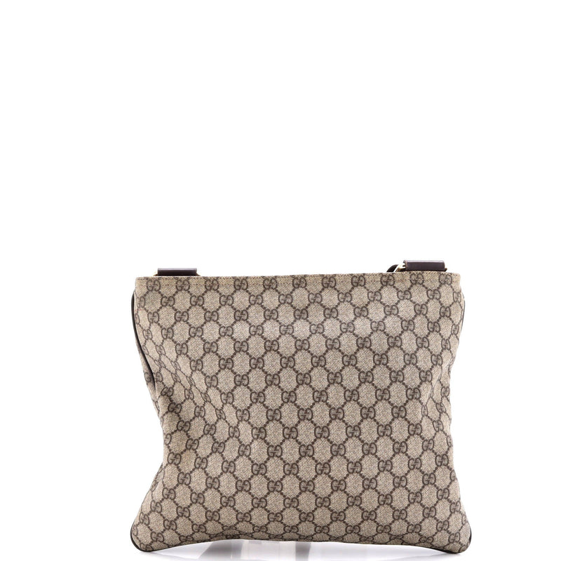Zip Top Messenger Bag Gg Coated Canvas