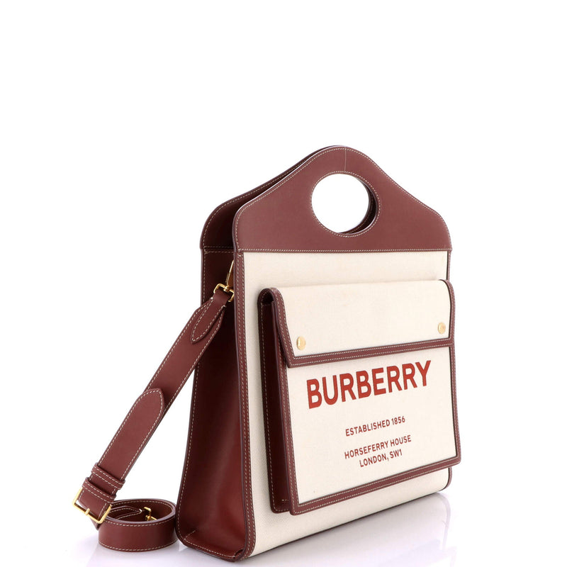 Logo Pocket Tote Canvas With Leather