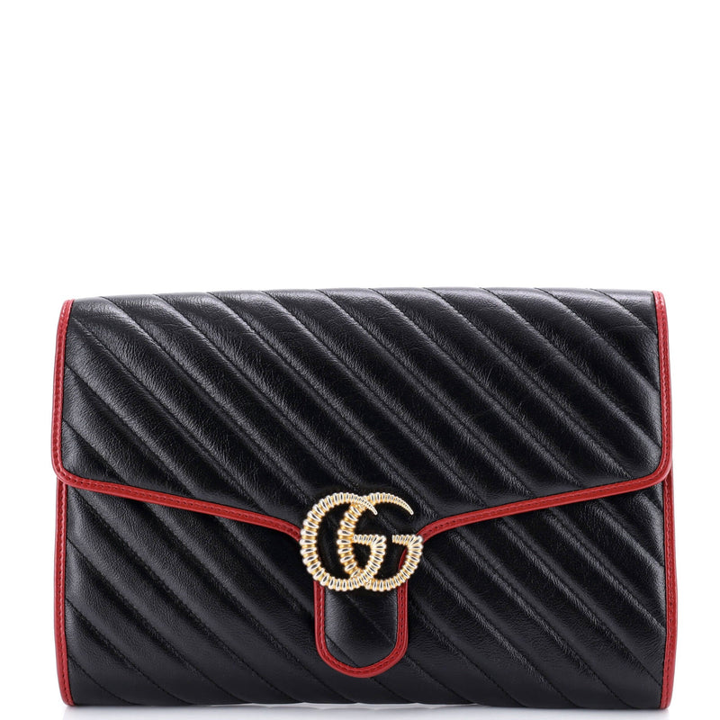 Gg Torchon Flap Clutch Diagonal Quilted