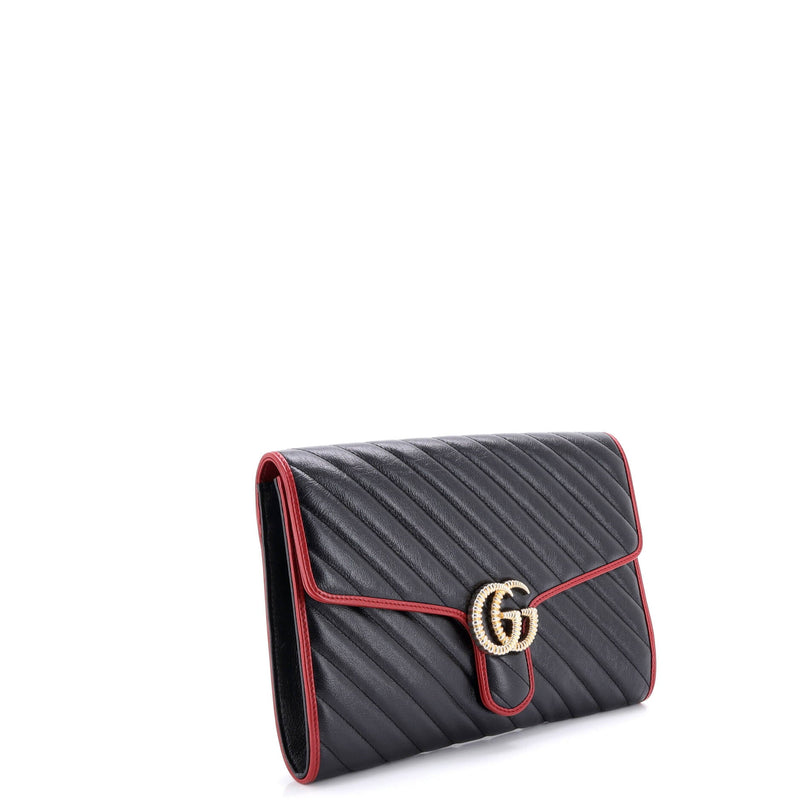 Gg Torchon Flap Clutch Diagonal Quilted