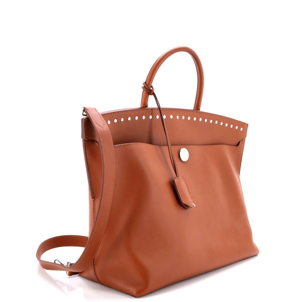 Society Top Handle Bag Studded Leather