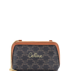 Zip Around Chain Clutch Embroidered