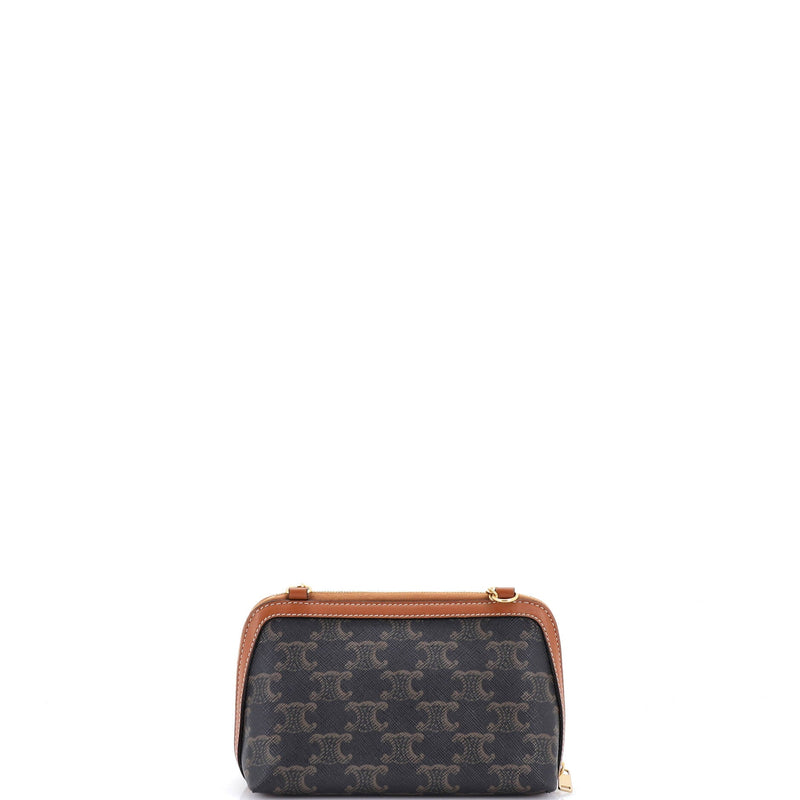 Zip Around Chain Clutch Embroidered