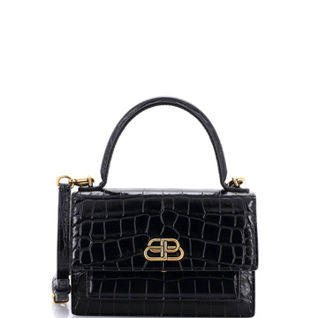 Sharp Top Handle Bag Crocodile Embossed