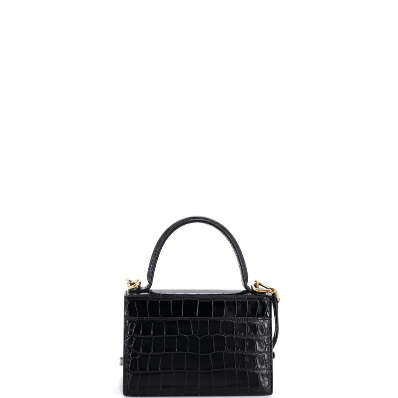 Sharp Top Handle Bag Crocodile Embossed