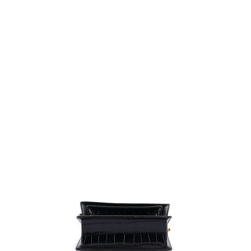 Sharp Top Handle Bag Crocodile Embossed