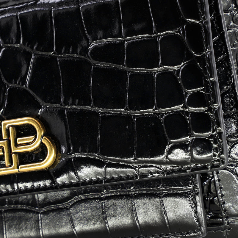 Sharp Top Handle Bag Crocodile Embossed