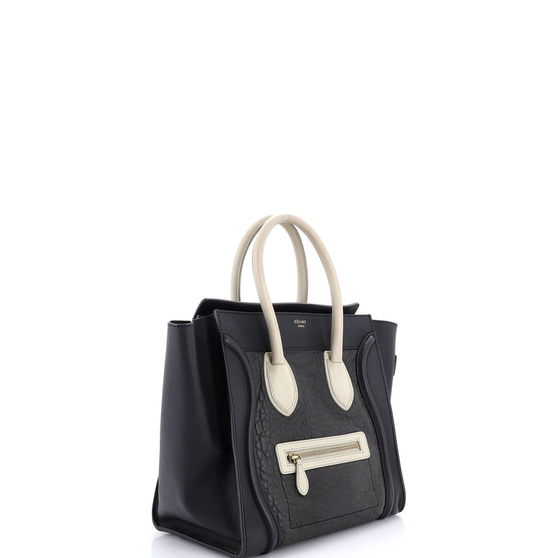 Bicolor Luggage Bag Crocodile Embossed