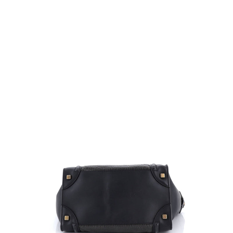 Bicolor Luggage Bag Crocodile Embossed