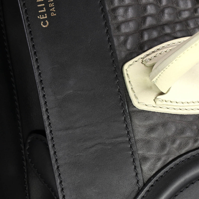 Bicolor Luggage Bag Crocodile Embossed