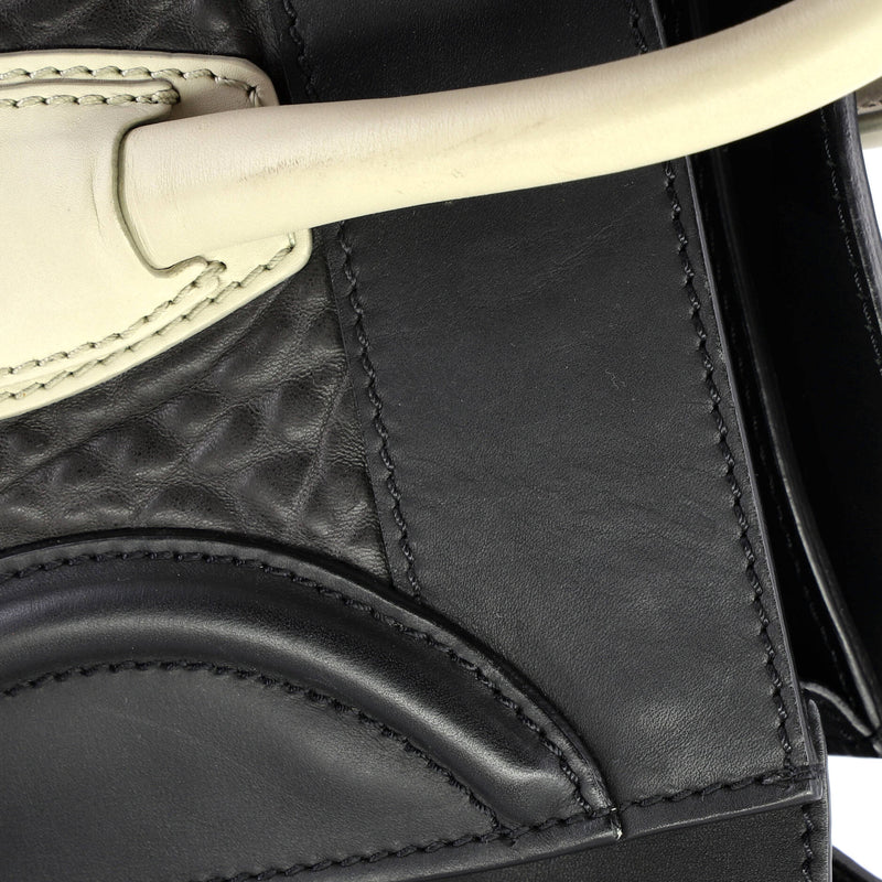 Bicolor Luggage Bag Crocodile Embossed