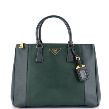 Bicolor Double Zip Lux Tote Saffiano
