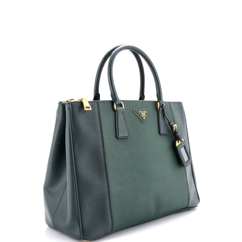 Bicolor Double Zip Lux Tote Saffiano