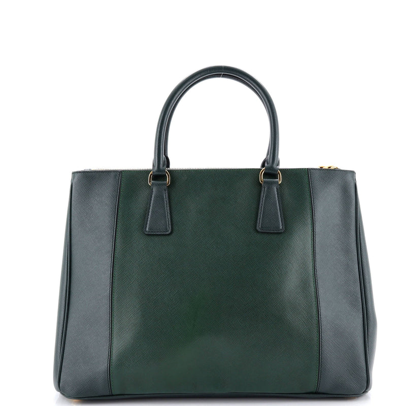 Bicolor Double Zip Lux Tote Saffiano