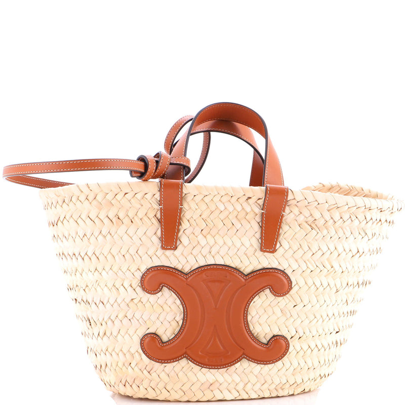Triomphe Basket Shoulder Bag Raffia With