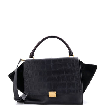 Trapeze Bag Crocodile Embossed Leather