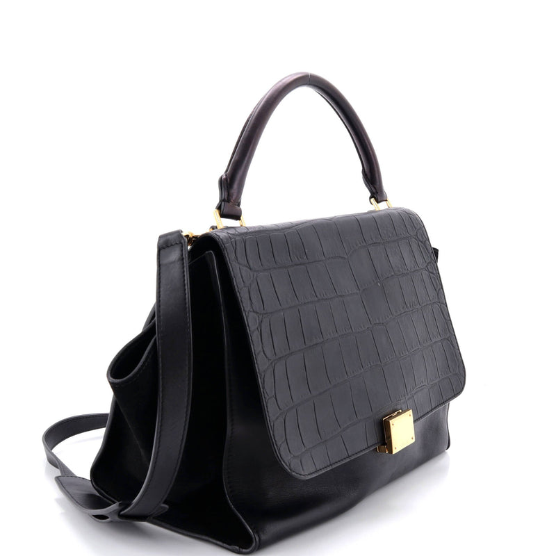 Trapeze Bag Crocodile Embossed Leather