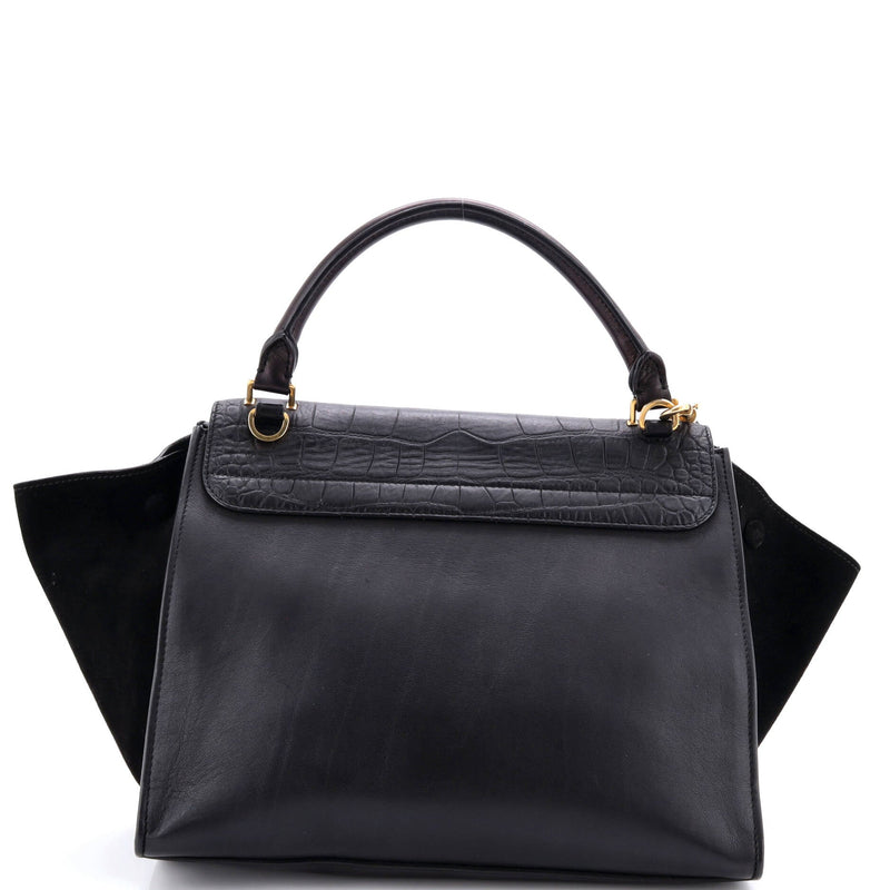 Trapeze Bag Crocodile Embossed Leather