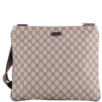 Zip Top Messenger Bag Gg Coated Canvas