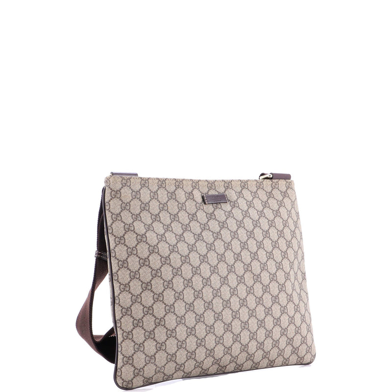 Zip Top Messenger Bag Gg Coated Canvas