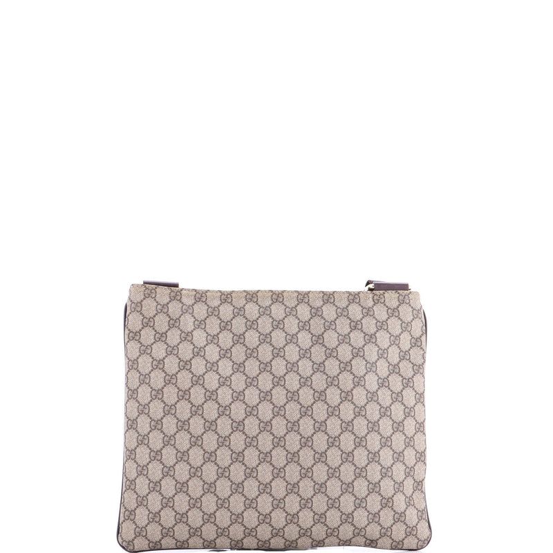 Zip Top Messenger Bag Gg Coated Canvas