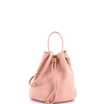 Tb Drawstring Bucket Bag Leather Small