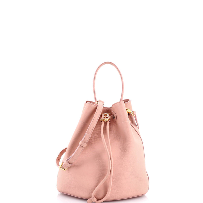 Tb Drawstring Bucket Bag Leather Small