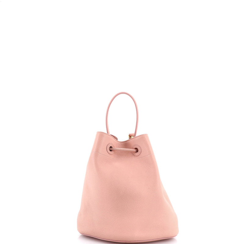 Tb Drawstring Bucket Bag Leather Small