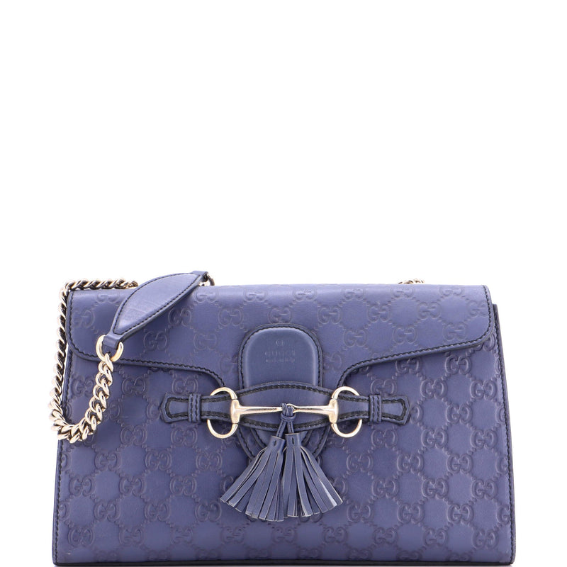 Emily Chain Flap Bag Guccissima Leather