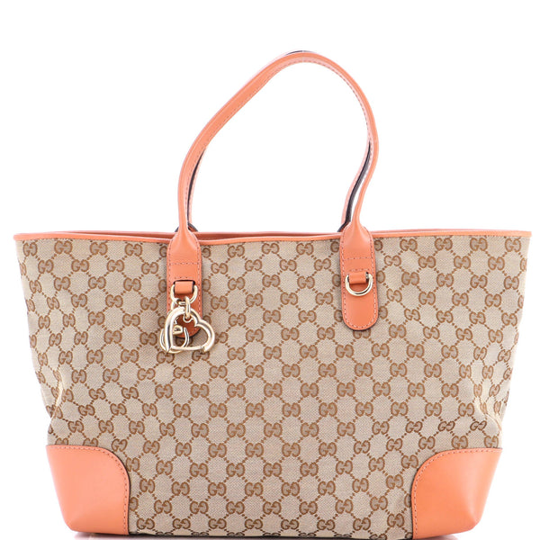 Heart Bit Open Tote Gg Canvas With