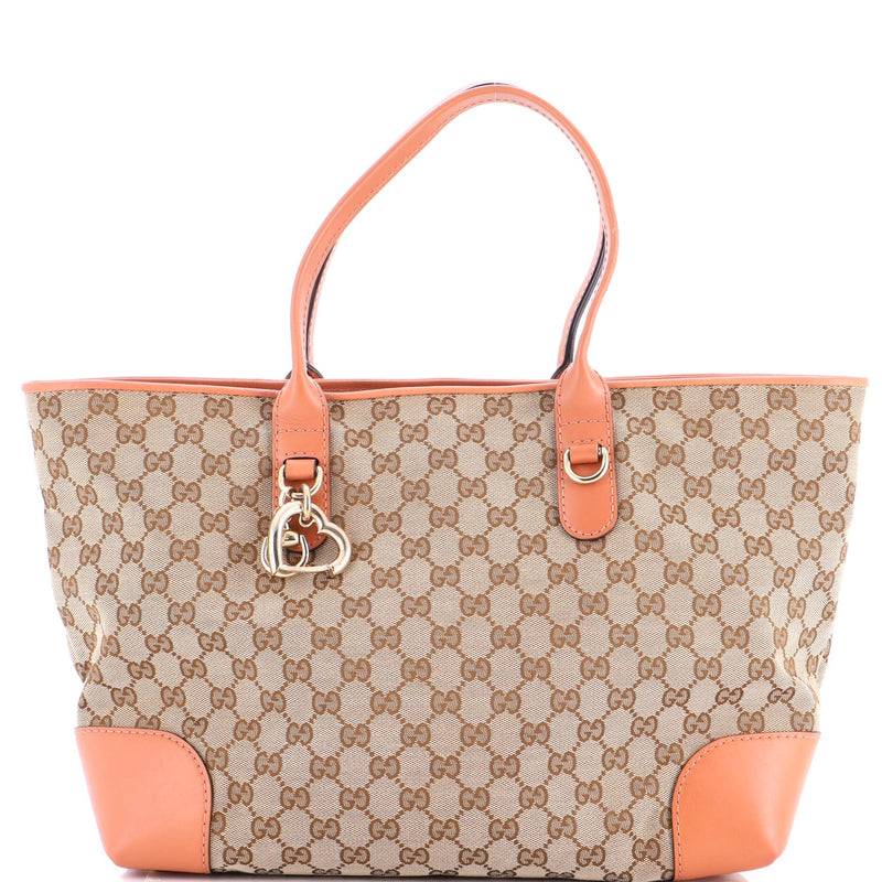 Heart Bit Open Tote Gg Canvas With