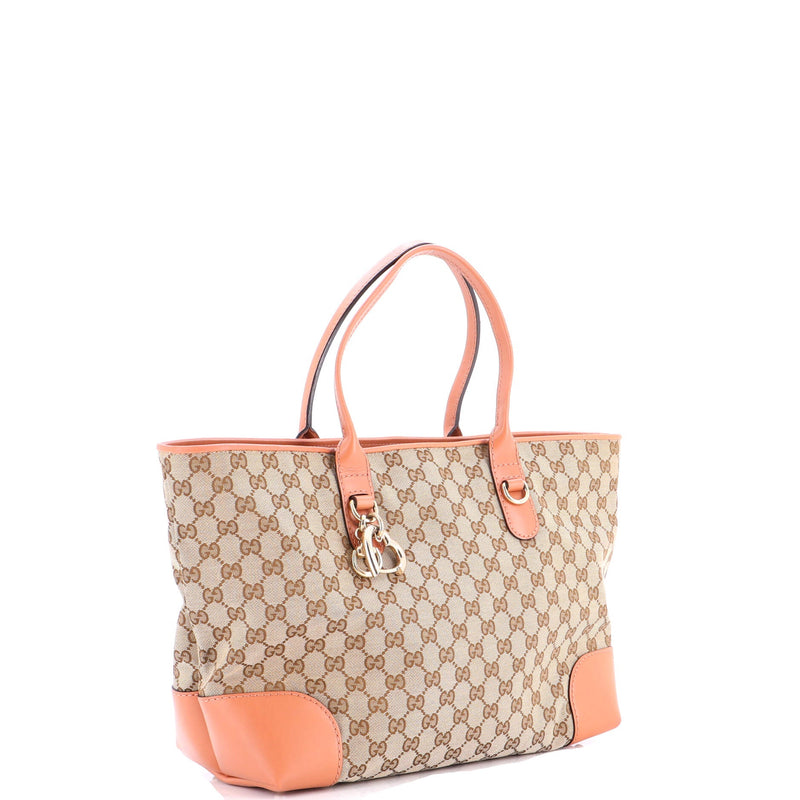 Heart Bit Open Tote Gg Canvas With