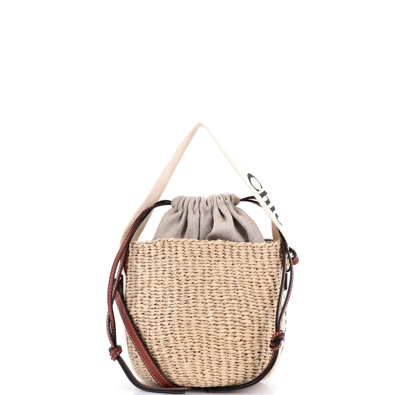 Woody Basket Tote Woven Raffia Small