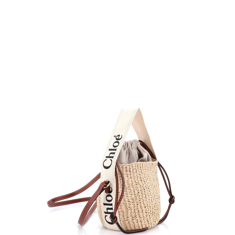 Woody Basket Tote Woven Raffia Small