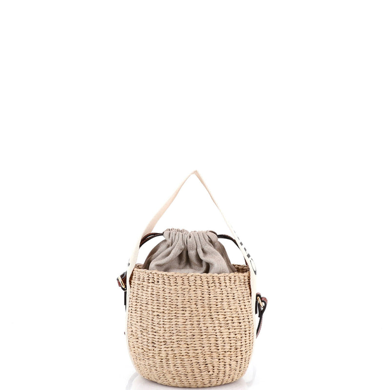 Woody Basket Tote Woven Raffia Small
