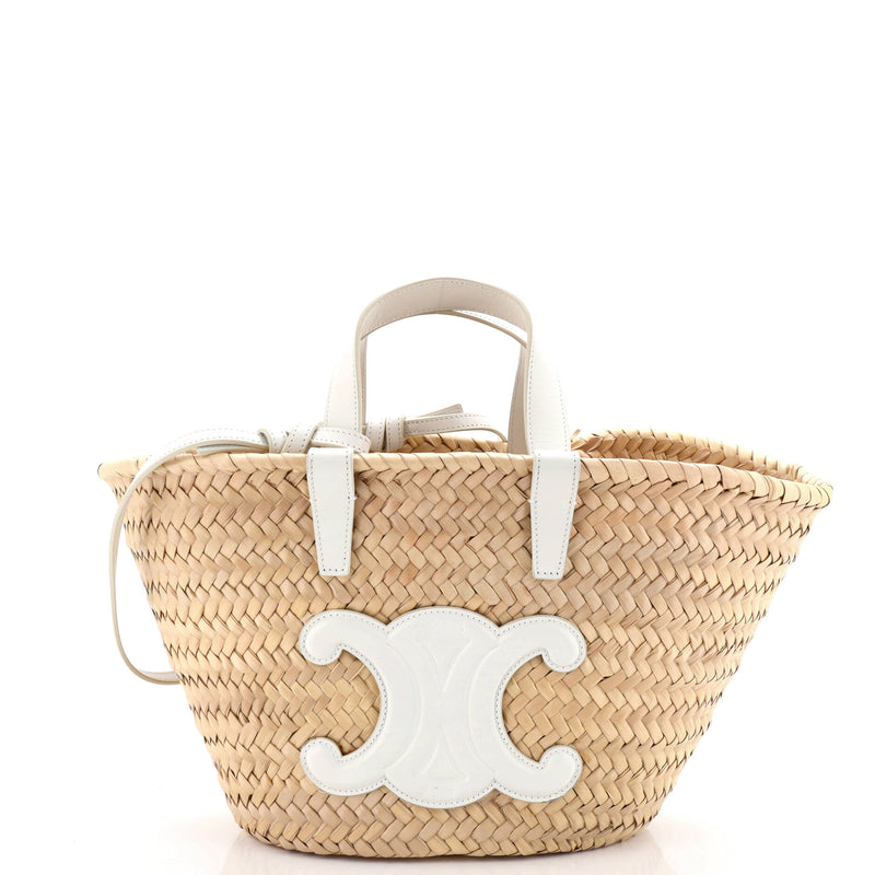 Triomphe Basket Shoulder Bag Raffia With