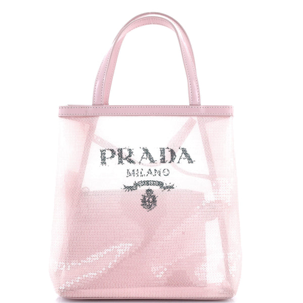 Logo Open Tote Sequined Mesh Small