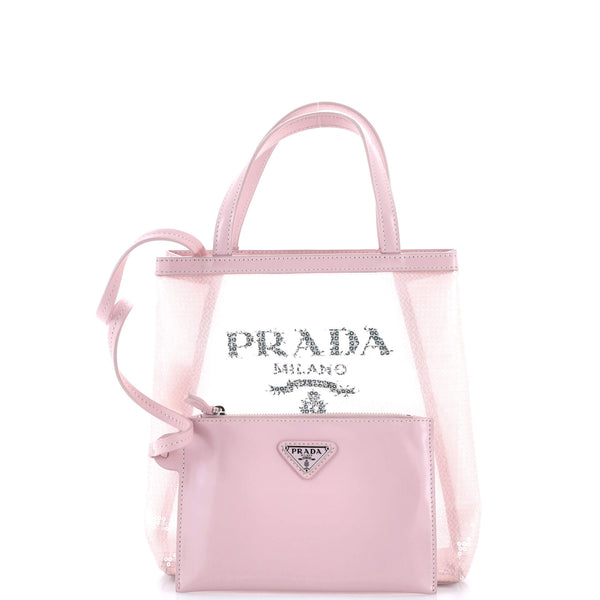 Logo Open Tote Sequined Mesh Small