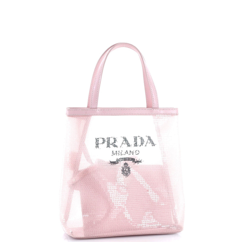 Logo Open Tote Sequined Mesh Small