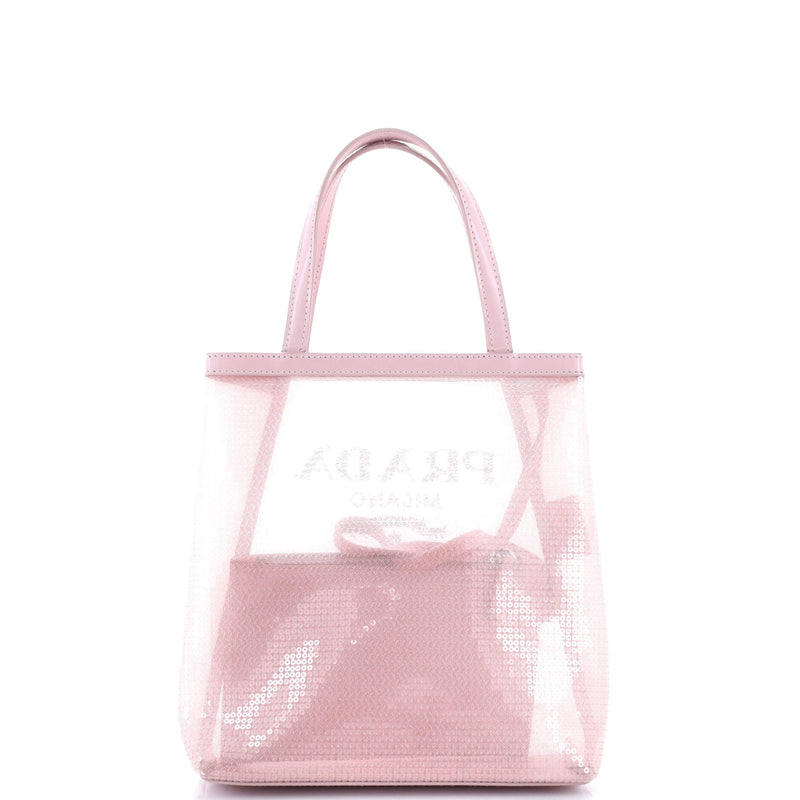 Logo Open Tote Sequined Mesh Small