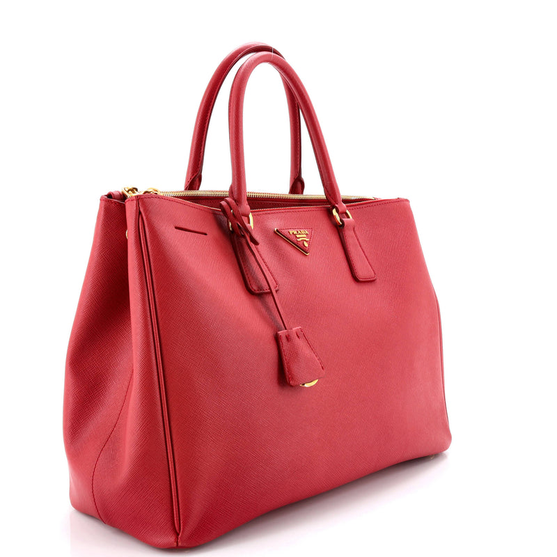 Double Zip Lux Tote Saffiano Leather