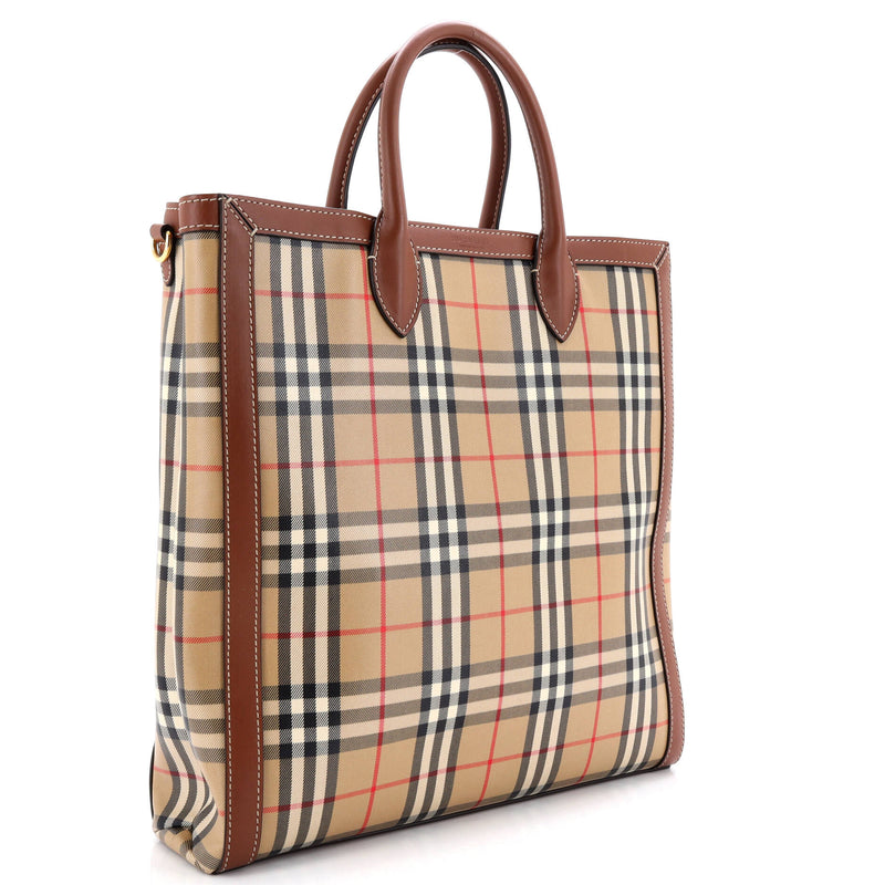 Convertible Tote Vintage Check Coated