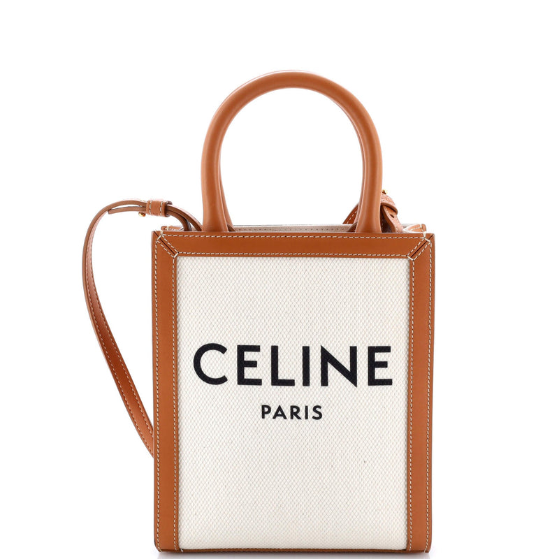 Vertical Cabas Tote Canvas With Leather