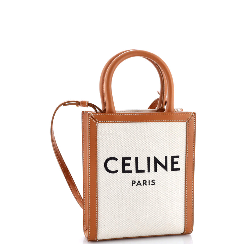 Vertical Cabas Tote Canvas With Leather